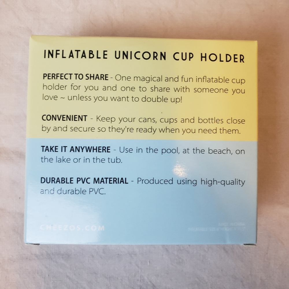 ♦️$10 ADD ON / BNIB Inflatable Unicorn Cup Holders Cheezos Summer Fun - Picture 3 of 4